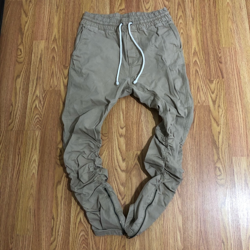 H&M khaki zipper joggers